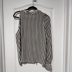 MSGM Black and White Striped Blouse